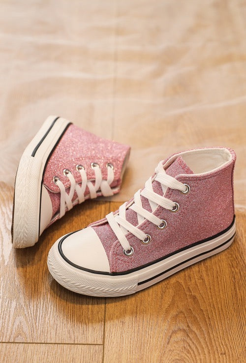 Sneaker Hoog Roze Glitter