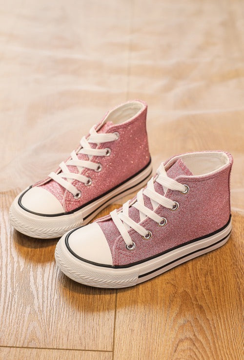Sneaker Hoog Roze Glitter
