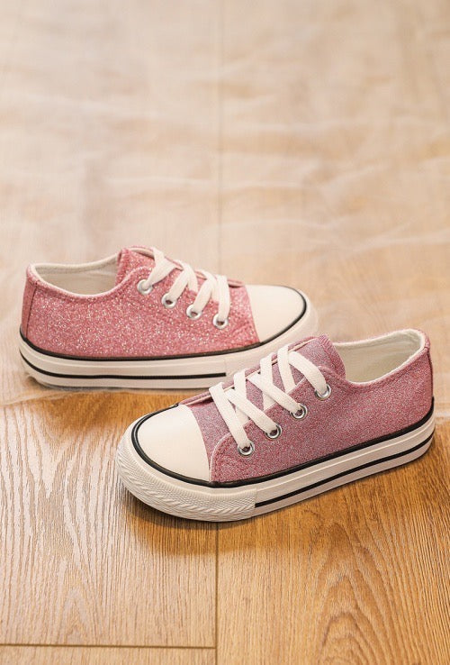 Sneaker Laag Roze Glitter