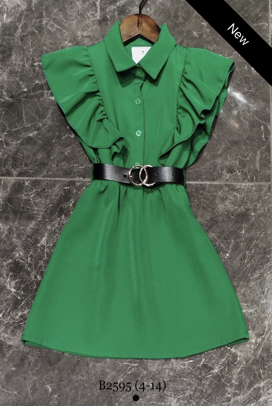 Belted Dress - Groen - Ella StoreKleding